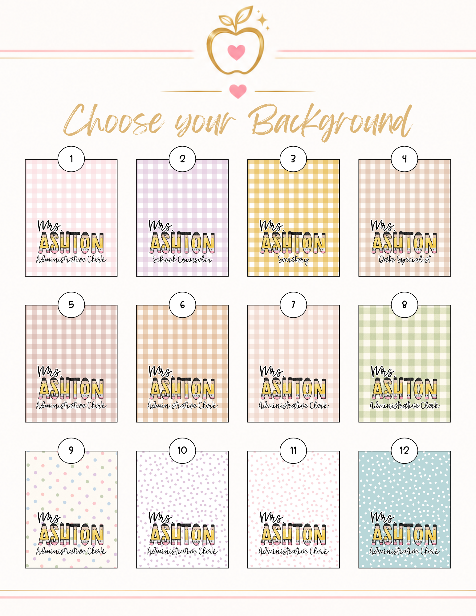 School ID Badge Holder (Personalized Pencil Name)